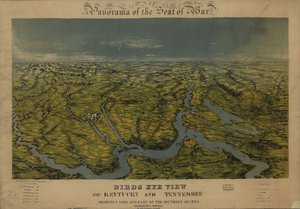 Vogelvlucht van Kentucky en Tennessee met Cairo en een deel van de zuidelijke staten. LOC 99447069