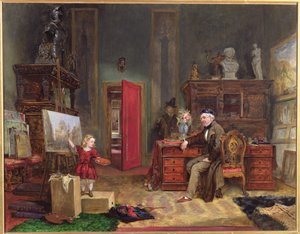 David Roberts (1796-1864) en zijn kleindochter in zijn studio, c.1866
