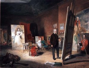 Portret van Sir Francis Grant bij een ezel door John Ballantyne