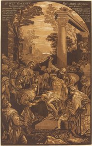 De Opwekking van Lazarus door John Baptist Jackson after Leandro Bassano