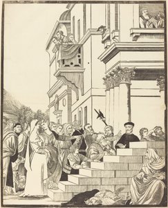 Presentatie van de Maagd in de Tempel (middenplaat) door John Baptist Jackson after Titian
