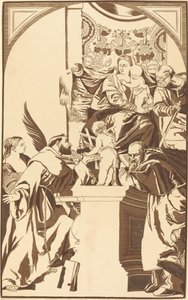 Heilige Familie en Vier Heiligen door John Baptist Jackson after Veronese