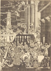 De bruiloft te Kana [rechter plaat] door John Baptist Jackson after Veronese