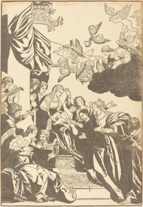 Het mystieke huwelijk van Sint-Catharina door John Baptist Jackson after Veronese