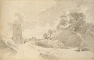 Oxford Castle en de kasteelheuvel, 27 mei 1784 door John Baptist Malchair