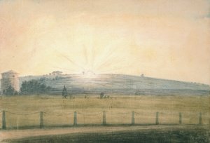Zonsondergang gezien vanaf het observatorium in Oxford, 20 december 1784