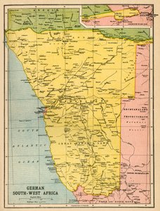 Kaart van Duits Zuidwest-Afrika, Eerste Wereldoorlog, ca. 1920 door John Bartholomew and Son