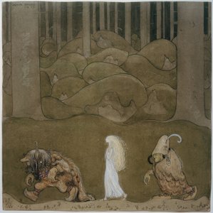 Prinses en trollen door John Bauer