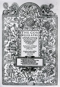 Titelpagina van De Kosmografische Spiegel, 1559 door John Bettes