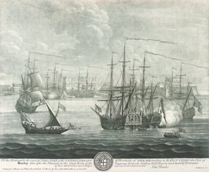 Uitzicht op Bombay (India), opgedragen aan de directeur van de Britse Oost-Indische Compagnie