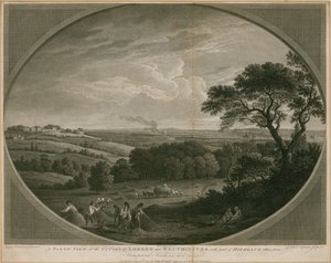 Een noordelijk uitzicht op de steden Londen en Westminster met een deel van Highgate door John Boydell