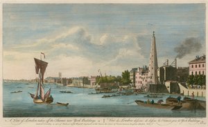 Een uitzicht op Londen vanaf de Theems bij York Buildings door John Boydell