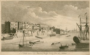 Een uitzicht genomen nabij Limehouse Bridge, kijkend over de Theems door John Boydell