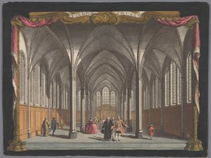 Gezicht op het interieur van de Temple Church te Londen