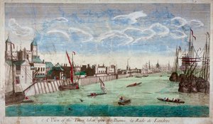 Uitzicht op de Tower of London met boten op de rivier de Theems