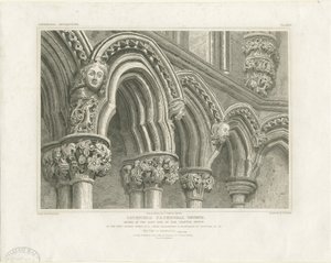 Interieur van Lichfield Cathedral - Bogen in de kapittelzaal: gravure, nd [c 1819] door John Britton
