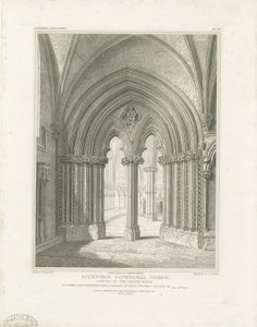 Interieur van de Kathedraal van Lichfield - Deur van de Kapittelzaal: gravure, nd [ca. 1819] (prent) door John Britton