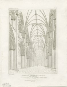 Interieur van Lichfield Cathedral - Schip door John Britton