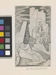 Zonder titel (ets en gravure op montval papier) door John Buckland-Wright