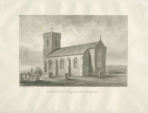 Bagnall Kerk: sepia tekening, 1848 door John Buckler