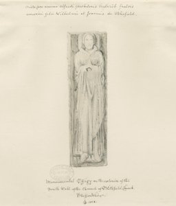 Blithfield Kerk - monumentale beeltenis: getinte tekening, 1823 door John Buckler
