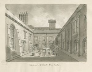 Blithfield Hall - Binnenplaats: sepia tekening