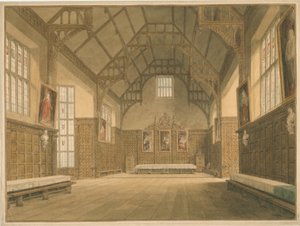 Cambridgeshire - Trinity College Hall - Interieur, 1818