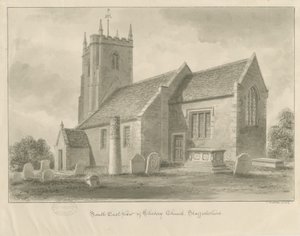 Chebsey Kerk: sepia tekening door John Buckler