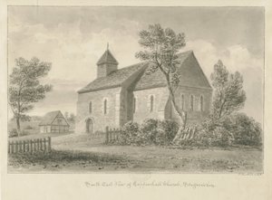 Coppenhall Kerk: sepia tekening