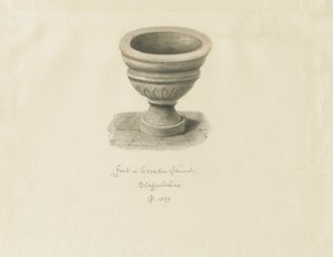Croxden - Fontein in de Gastenkapel: sepia tekening door John Buckler