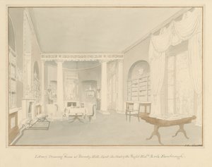 Kent - Bromley Hill - Interieur van Bibliotheek Teken Kamer door John Buckler