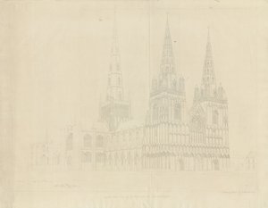 Lichfield Kathedraal - Noordwestelijke Aanblik door John Buckler