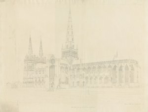 Lichfield Kathedraal - Zuidoostaanzicht door John Buckler