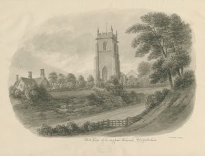 Longdon Church: sepia tekening door John Buckler