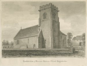 Mavesyn Ridware Kerk: sepia tekening, 1839
