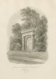 Shugborough - Monument: sepia tekening door John Buckler