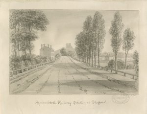 Stafford - Toegang tot het treinstation: sepia tekening