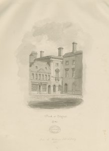 Stafford - Oude Bank op het Marktplein: sepia tekening