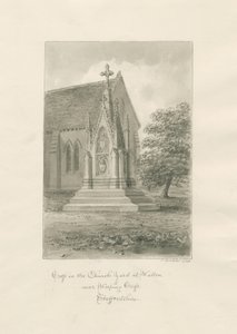 Walton-on-the-Hill Church - Kerkhofkruis: sepia tekening