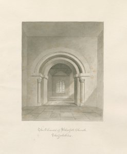 Waterval Kerk - Interieur van het koor: sepia tekening, 1847 door John Buckler