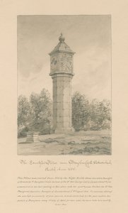 Westmorland - Brougham Castle - Countess Pillar: sepia tekening, 1800 door John Buckler