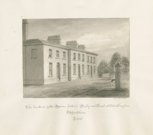 Wolverhampton - Woonplaats van de rooms-katholieke bisschop en priesters: sepia tekening