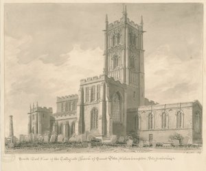 Wolverhampton - Sint-Pieterskerk: sepia tekening