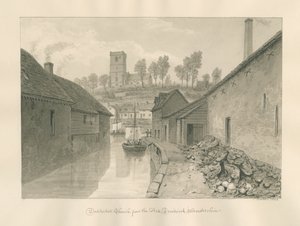 Worcestershire - Droitwich - Dodderhill Kerk Verre Uitzicht: sepia tekening, 1833