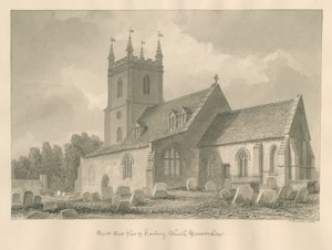 Worcestershire - Hanbury Kerk: sepia tekening, 1833 door John Buckler