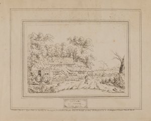 Natuurhuisjes (met huisje links) door John Burton