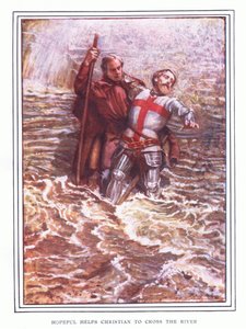 Hopeful helpt Christian de rivier over te steken door John Byam Liston Shaw
