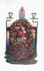 De tuin bij de brug, illustratie uit De Tuin van Kama (en andere liederen uit India), 1920 door John Byam Liston Shaw