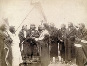 Indiaanse stamhoofden in Deadwood, South Dakota, 1891