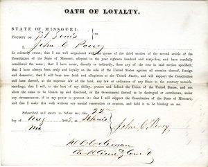 Loyaliteitseed van John C. Perry uit Missouri, County of St. Louis door John C. Perry